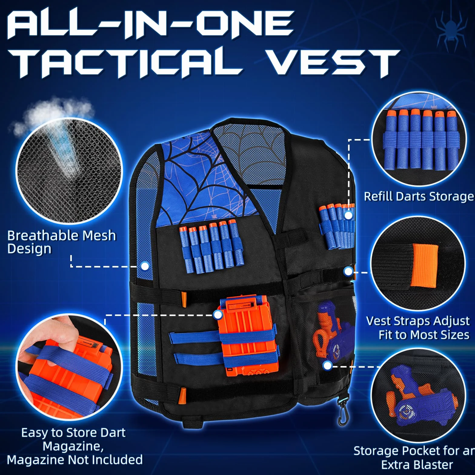 Lehoo Castle Bersaglio Nerf, Tiro al Bersaglio Bambini con Pistola Giocattolo, Gilet tattico, Regalo di Natale, Spider Giochi Bambino 5 6 7 8 9 Anni