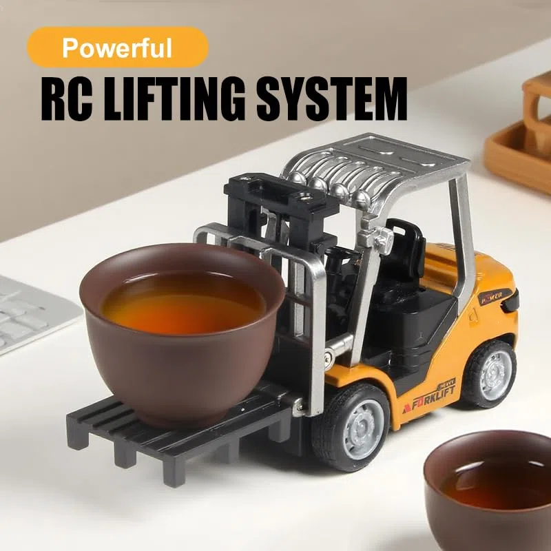 DUKUSEEK Mini carrello elevatore a forcale RC della scala 1:64, modello telecomandato RWD della costruzione del veicolo industriale della lega RC