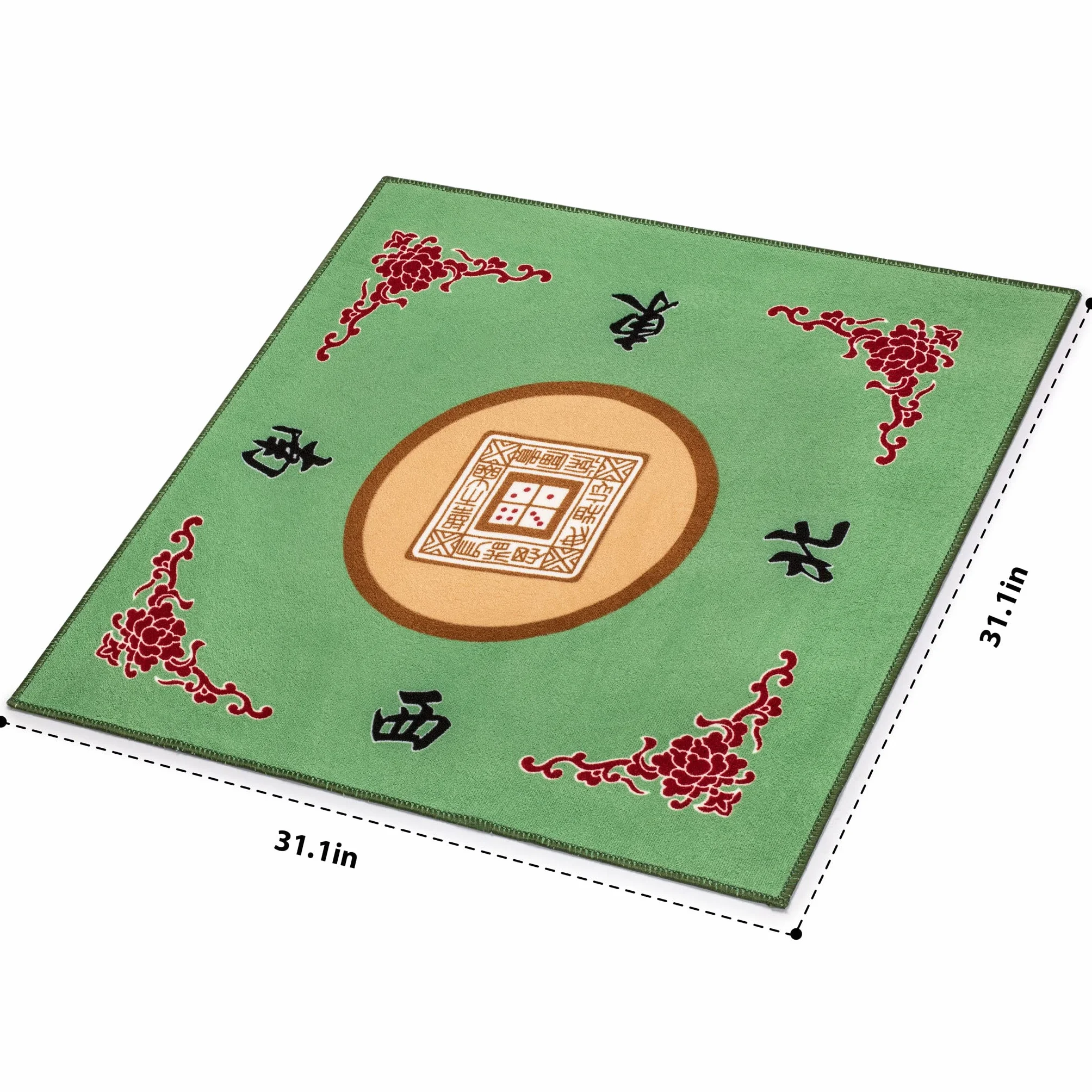 Yellow Mountain Imports, Copritavolo per Mahjong, Poker, Giochi di Carte, Giochi da Tavolo, Tiles e Domino, Verde da 79 centimetri