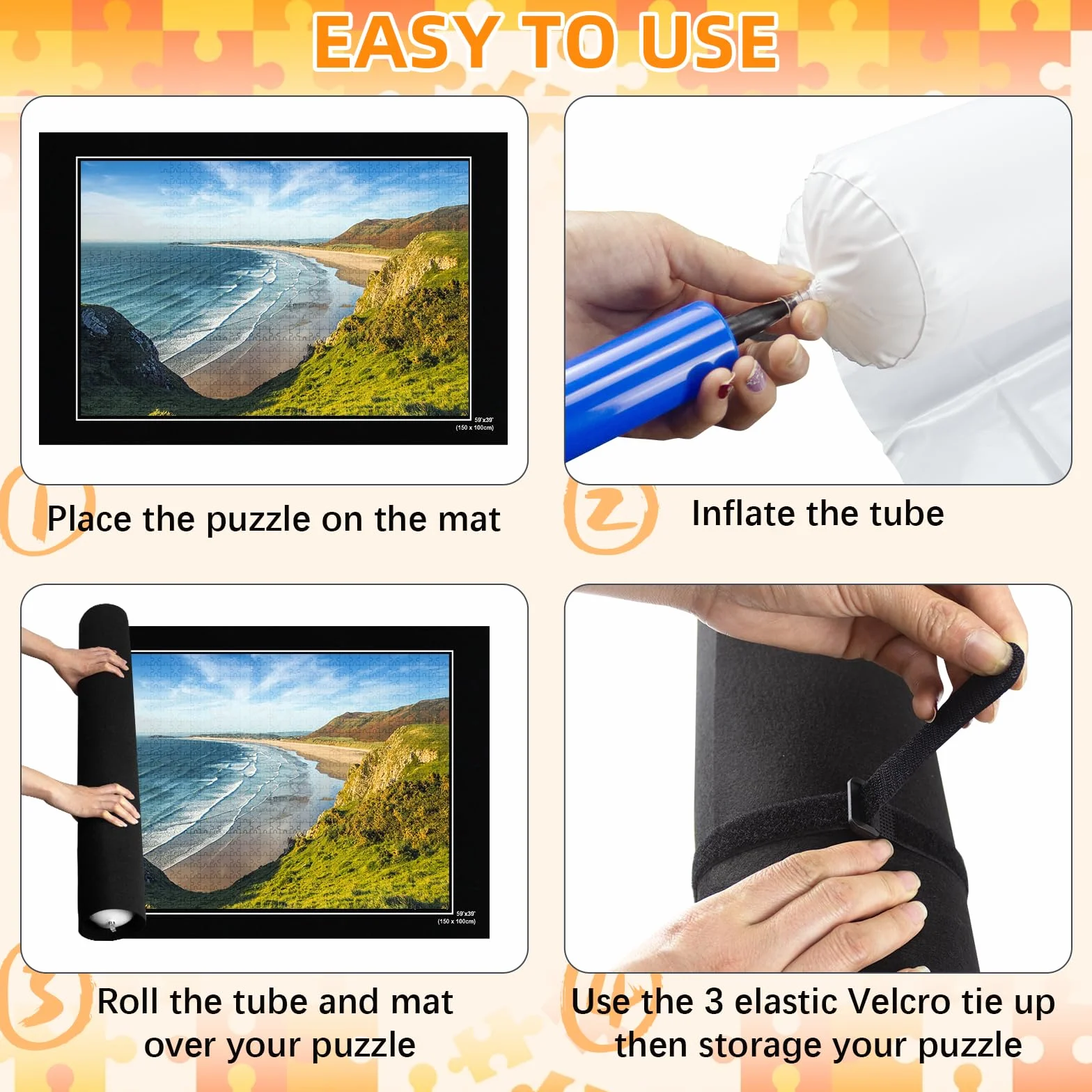 MOZOOSON Tappeto Puzzle da 2000, 1500, 1000 Pezzi, Tappetino Puzzle Feltro, Puzzle Portatile Tappetino, Puzzle Roll Up Mat Puzzle Pad Accessori per Puzzle
