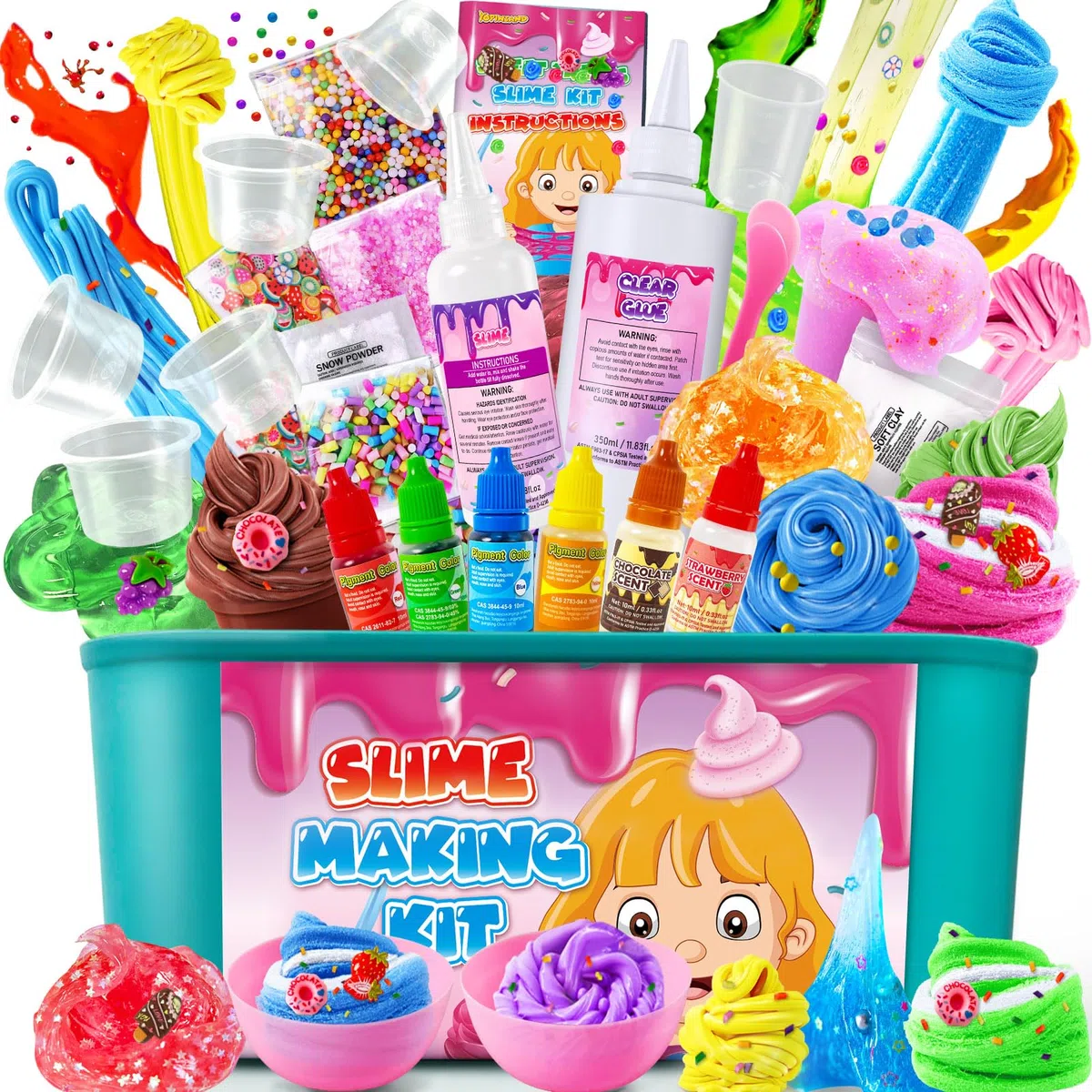 YOPINSAND Slime Kit Gelato, Fluffy Slime Making Kit per bambini 3-12, Laboratorio Creativo per Fabbricare Slime con Accessori - DIY Slime Bambini Ragazze Gioco Giocattoli Bambina Regalo