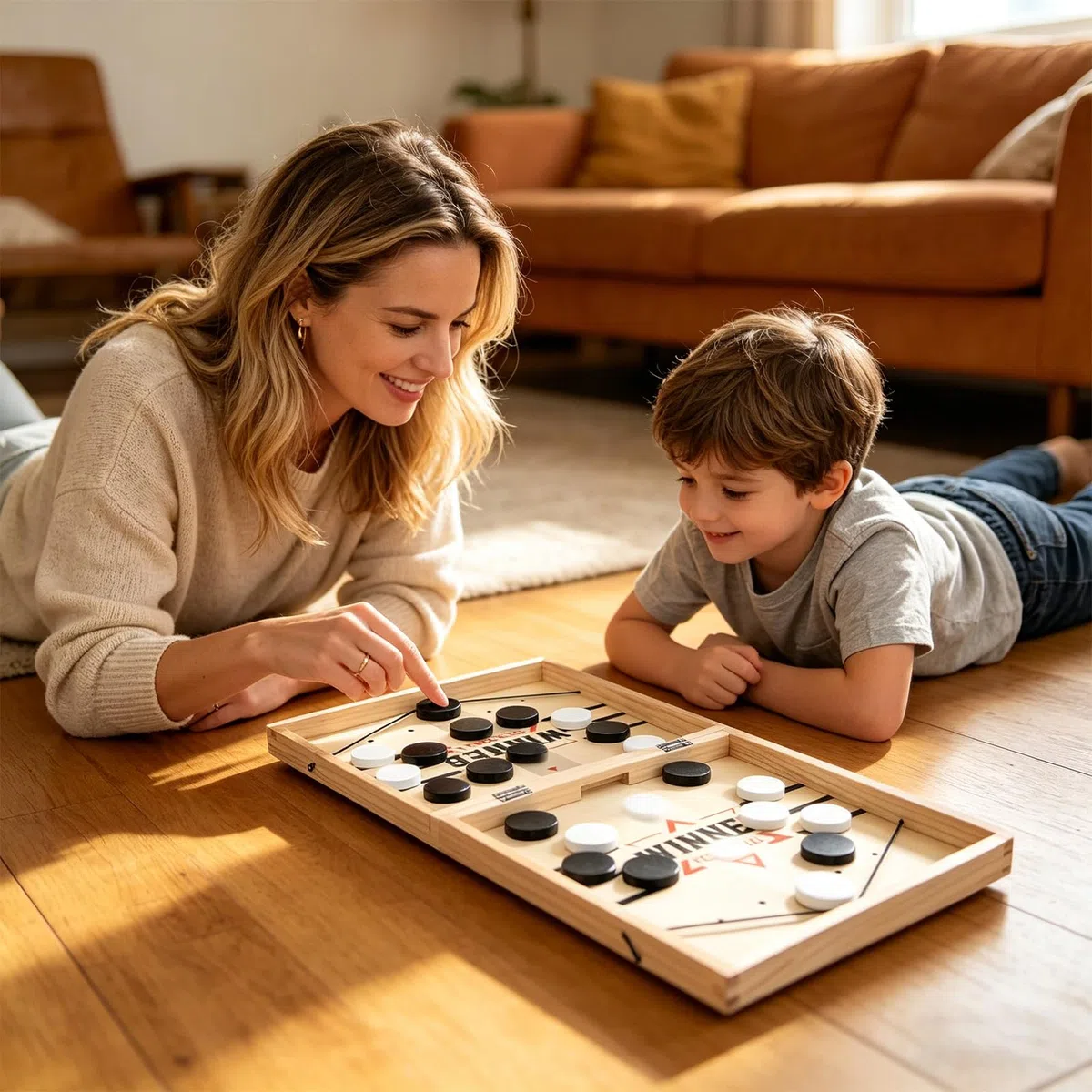 Curling da Tavolo, Realizzato in Legno Naturale, Hockey da Tavolo, Hockey Robusto e Pieghevole, Ideale per Riunioni di Famiglia, Feste con Gli Amici, Relax in Ufficio e Campeggio All'aperto (A)
