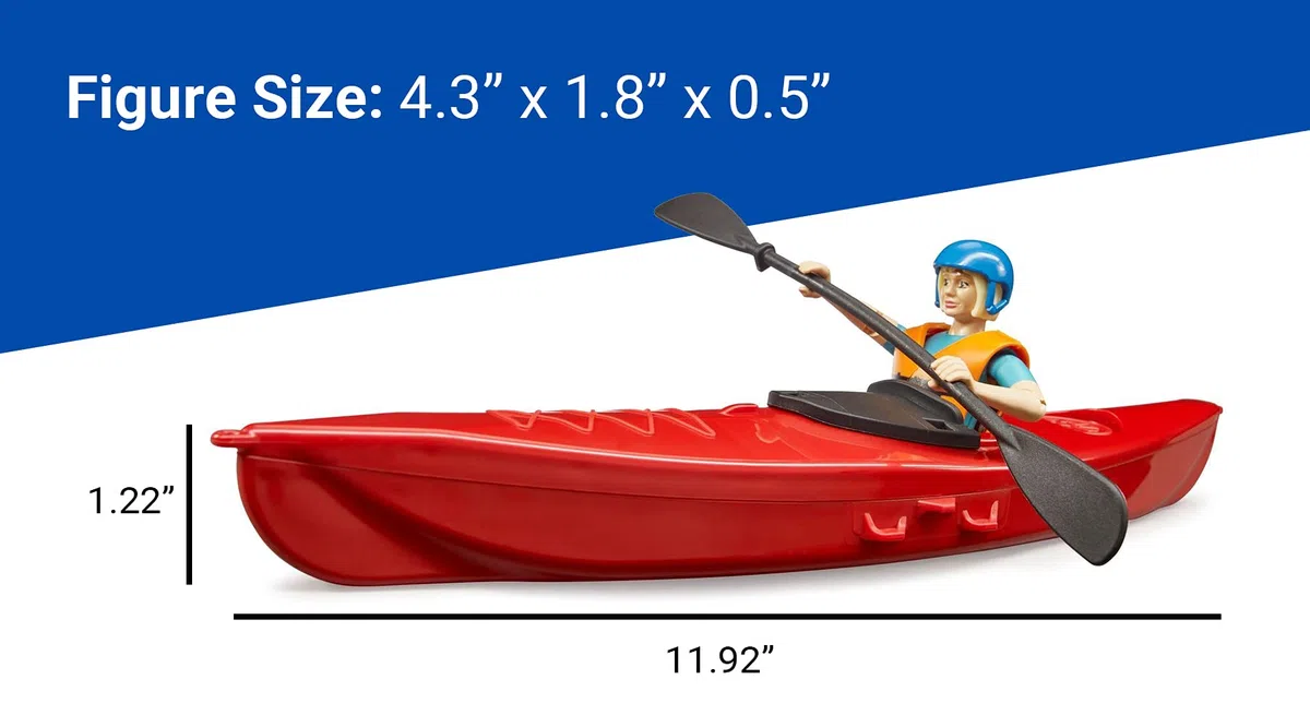 bruder 63155 - kayak bworld con figura, figura giocattolo, giocattolo acquatico