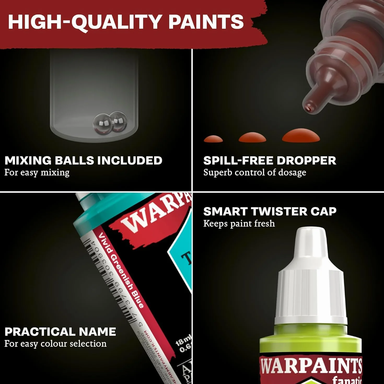 The Army Painter Warpaints Fanatic: Metallics Miniature Paint Set, 10 Vernici Acriliche Metallizzate da 18ml, Incl. Oro, Rame, Metallo, Bronzo e Argento