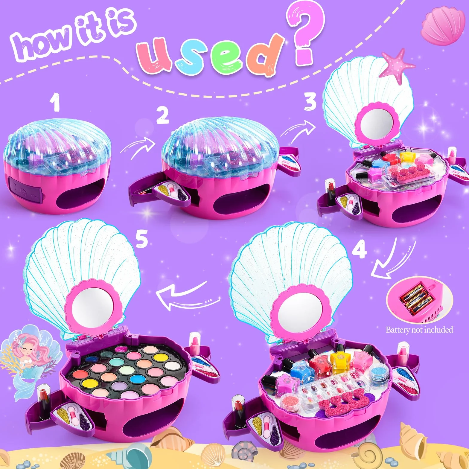 Trucchi Bambina 3 4 5 6 7 8 9 10 Anni, Regalo Bambini 5 6 7 8 Anni Trousse Valigetta Trucchi Bambina Giochi Bambino 5 6 7 8 Anni Sirena Smalti Bambini Compleanno Regalo Bimba 4-10 Anni Regali Natale