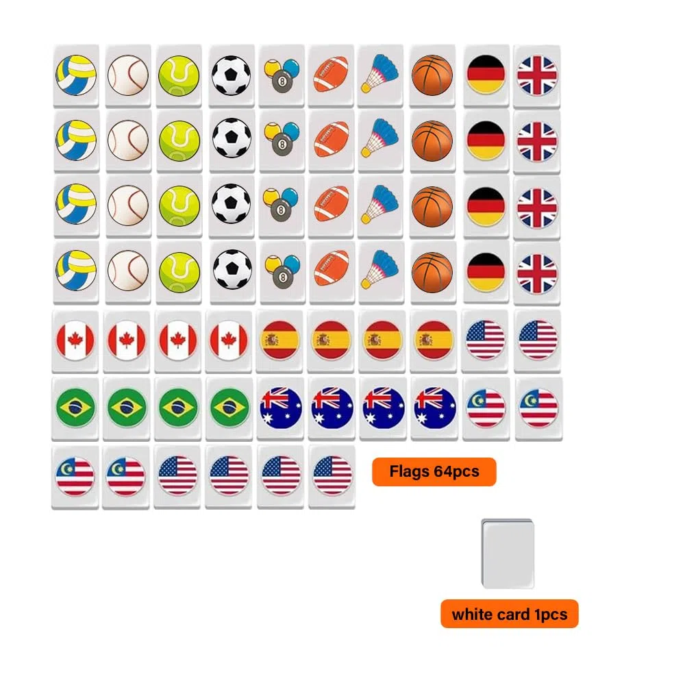 Seaside Escape Mahjong Set - 65 Tiles With Bandiere & Balls Pattern for Giochi da Tavolo - Mini Beach Game