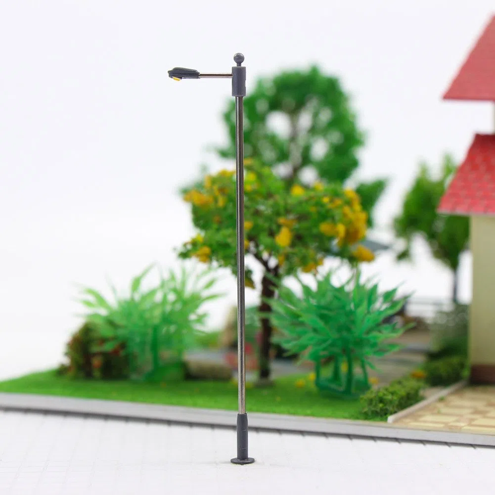 Evemodel 10pz Lampione A Singoli Testa Lampada da Giardino in scala HO Per 1/87 Layout Modello Treni Bianco LED