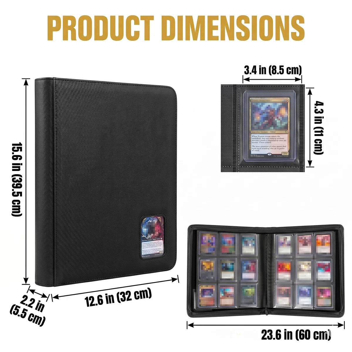 Raccoglitore Toploader Carte, 360 Tasche in 3” x 4” Album Porta Carte, Album di Carte da Collezione, Album Toploaders