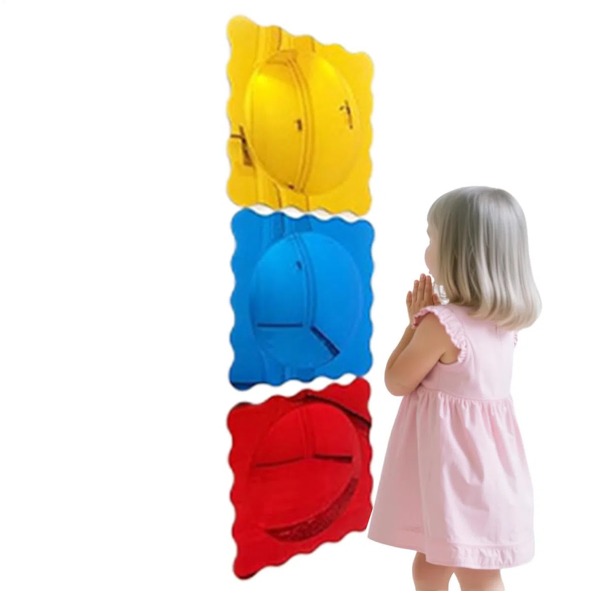 Set 3 Specchi Sensoriali da Parete per Bambini, 25x25 cm Specchio Acrilico Bubble con Adesivi, Infrangibile Specchio Deformante per Sala Giochi, Angolo Calma e Stanza Sensoriale