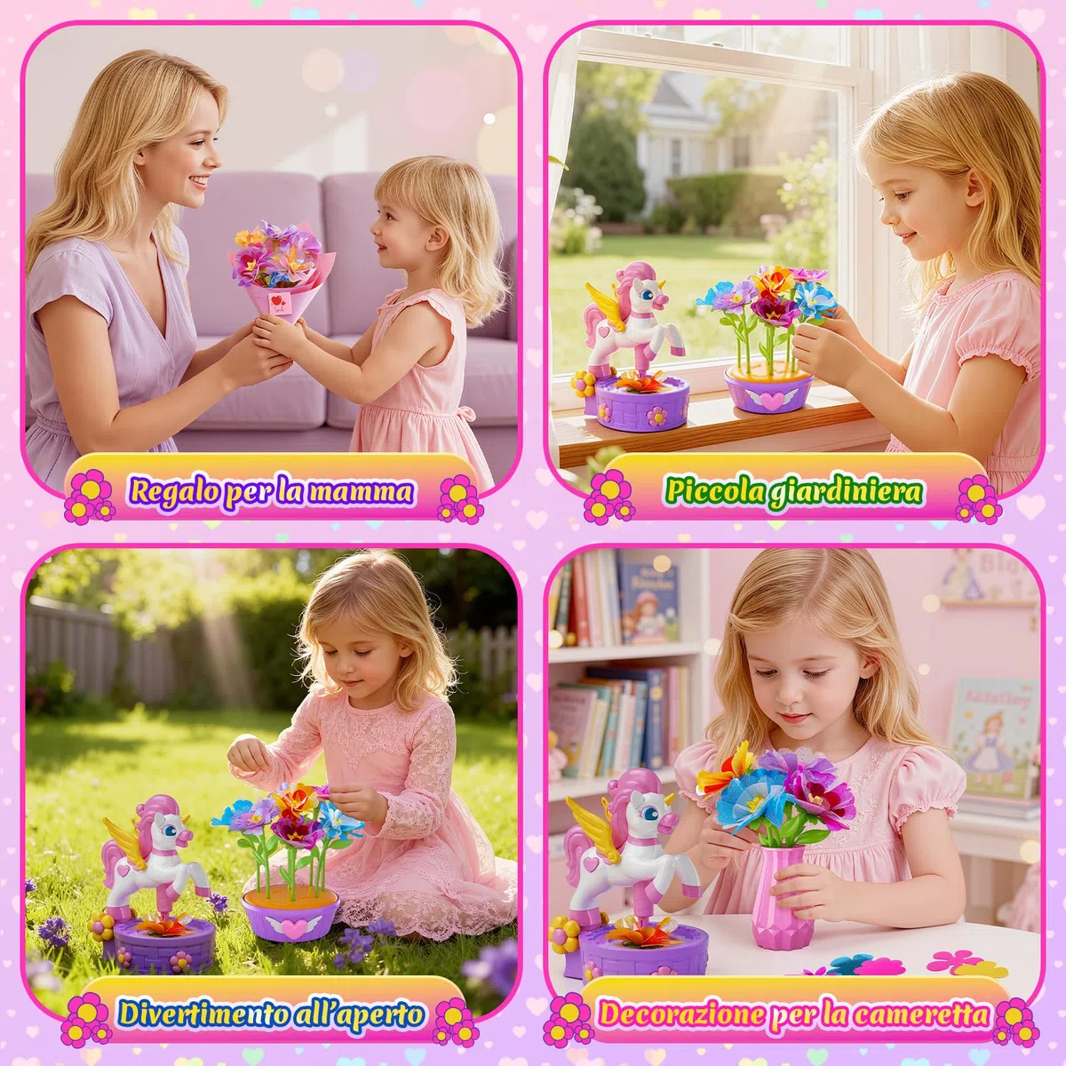 Unicorno Kit Lavoretti Creativi per Bambini, Fai Da Te Artigianale Laboratorio dei Fiori Regalo Giocattoli Creativo per Bambina 4 5 6 7 8 9 10 Anni Giocattoli Bambina 3-10 Anni per Compleanno e Natale