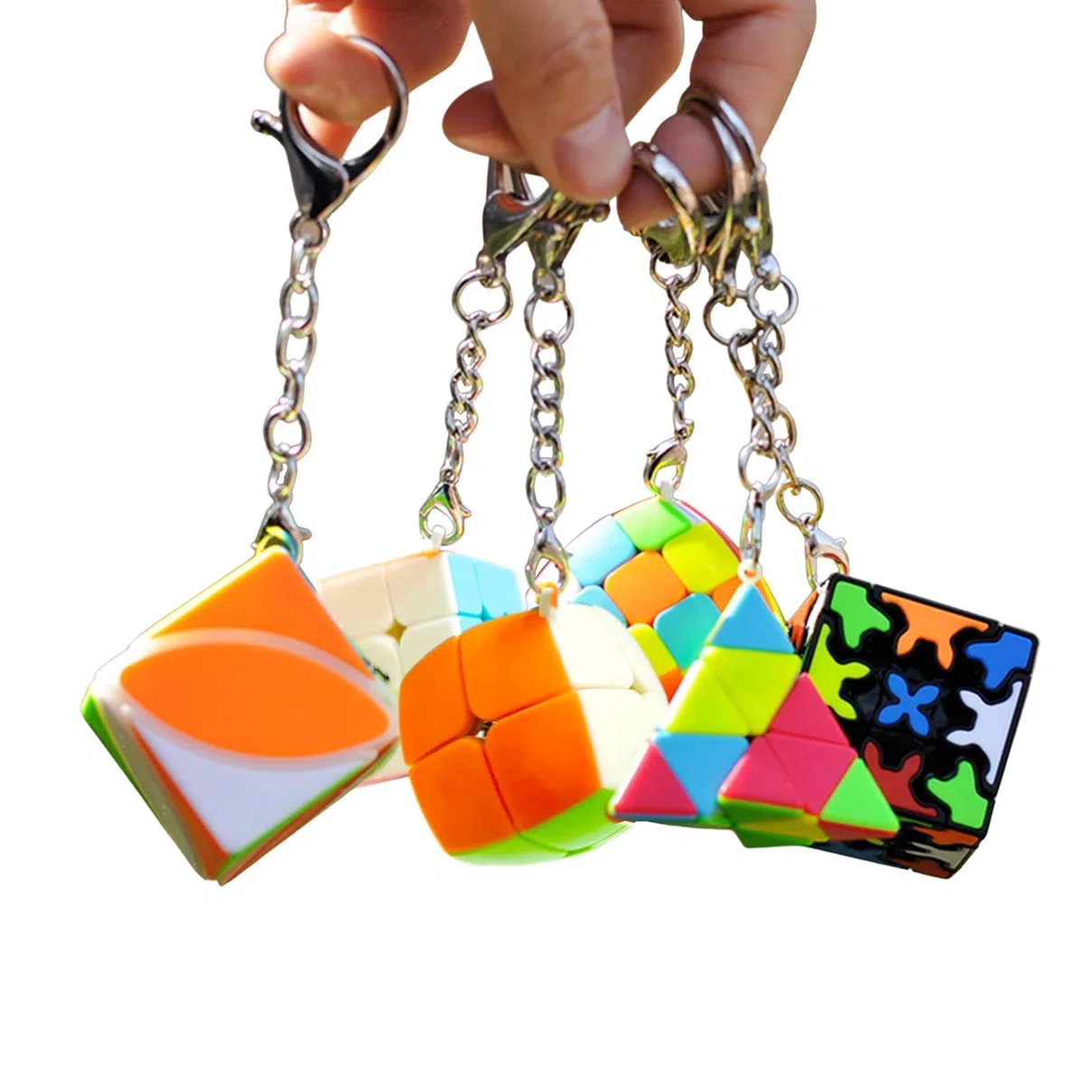 Set di portachiavi con mini cubi: 2 x 2, 3 x 3, 3 x 3 x 3, pane piccolo, ingranaggio 3 x 3, Pyraminx, Ivy Cube (confezione da 6, colorato, unisex, per bambini)