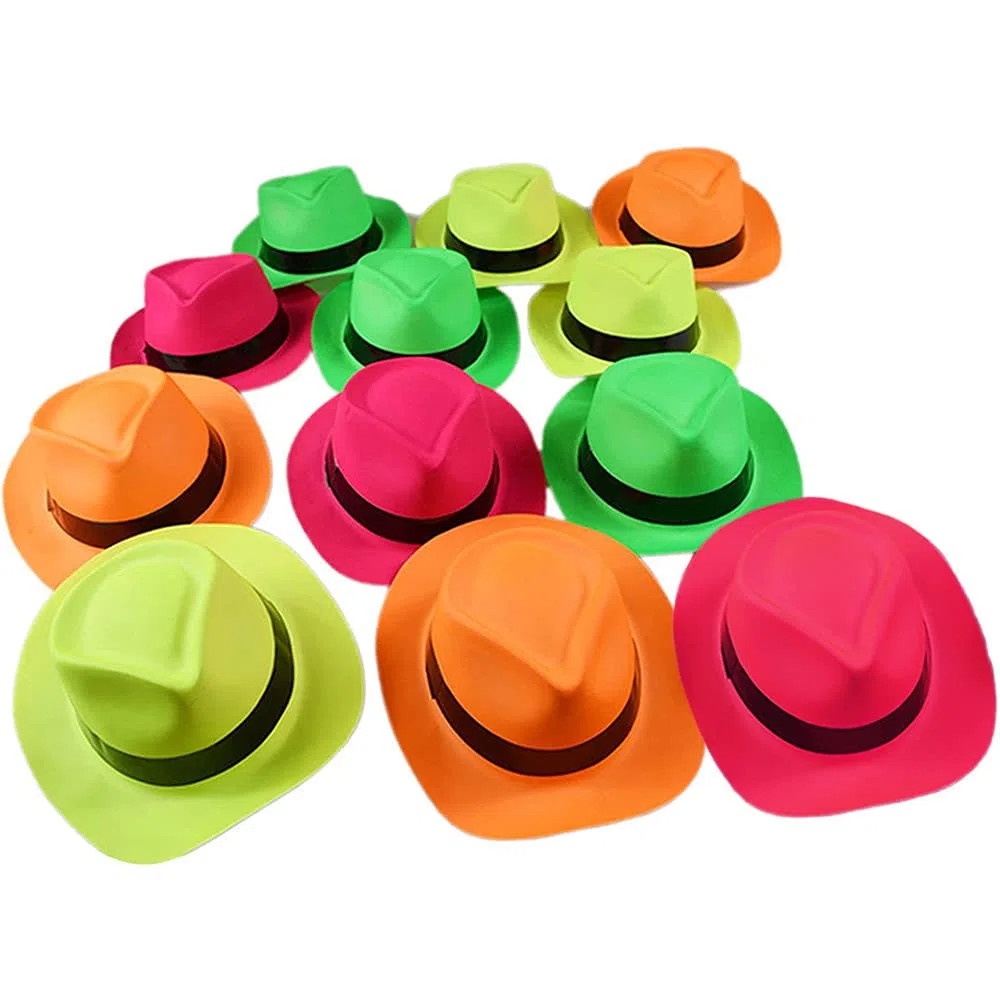 Novelty Place - Cappello in plastica, Colore neon., 24 pz