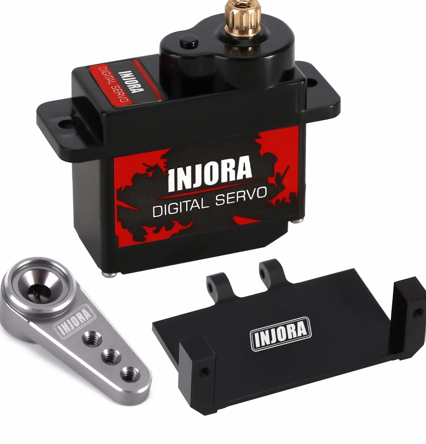 INJORA RC Servocomandi 12g Digitale Servo con Supporto in Metallo e Braccio 15T per RC Axial SCX24 AX24 Car Model Upgrade Parts?Grigio