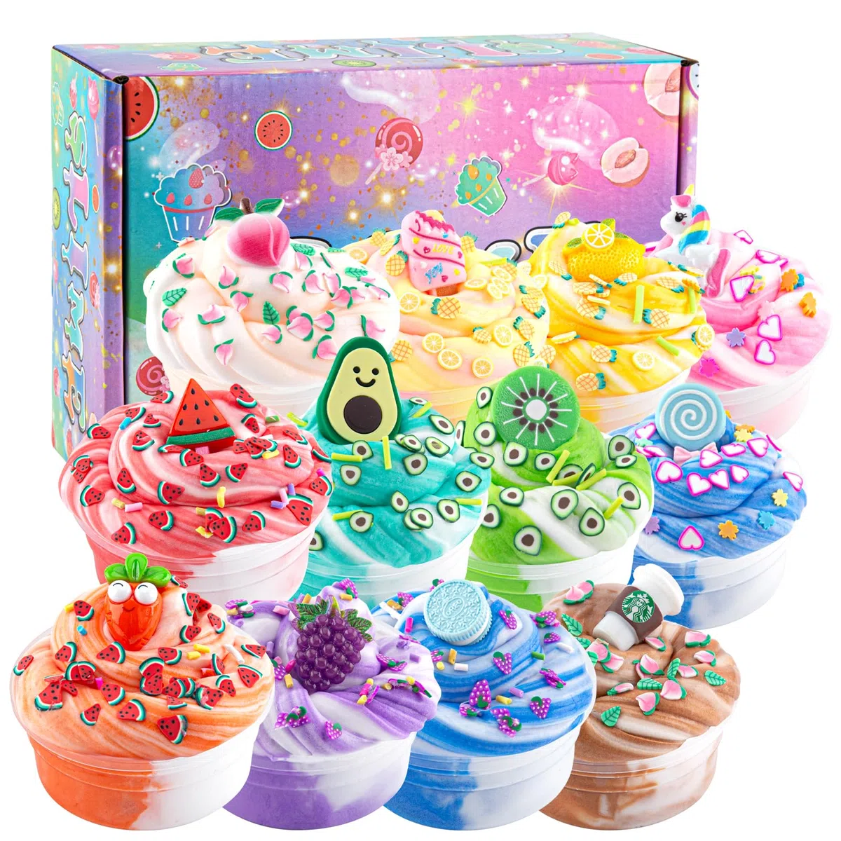 Kit 12 pezzi di Slime di burro, Melma Soffice di Gelato per Ragazze e Ragazzi di età 6 7 8 9 10, Bomboniera per Bambini, Idea Regalo per Compleanno Pasqua Natale Capodanno 831