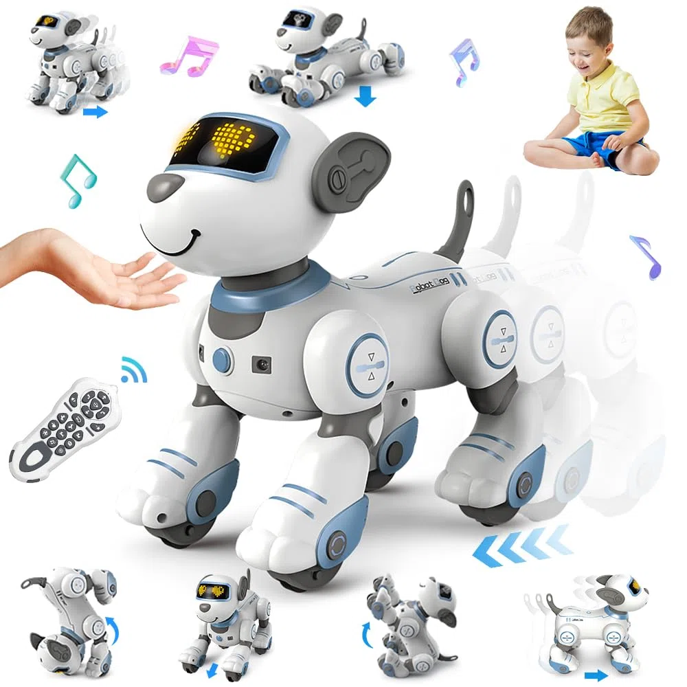 VATOS Bambini Giocattolo Robot Cane Interattivo Tocco e Segui con 17 Funzioni, Danza Programmabile Musica RC per Ragazze 3-12 Anni