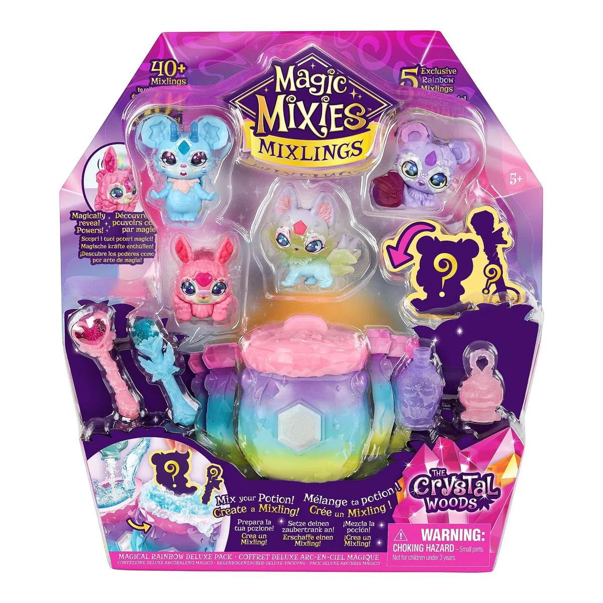 Magic Mixies Confezione 5 Piccoli compagni misteri Mixlings Include 5 Mixlings esclusivi con Un Calderone Arcobaleno Unico, Compreso Un mistero Mixling da scoprire in questo Calderone.