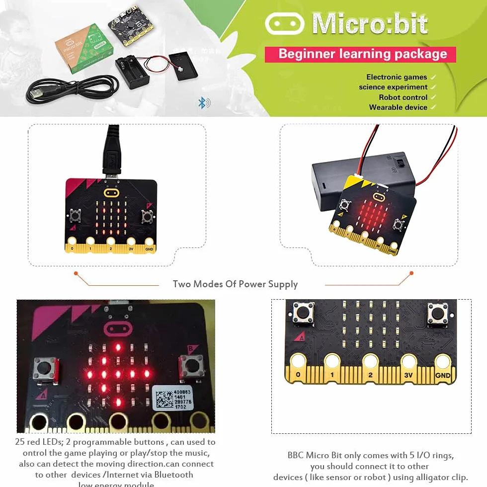 KEYESTUDIO BBC Micro:Bit Basic Starter Kit with V2.2 Microbit Board Graphical Programming STEM Kit