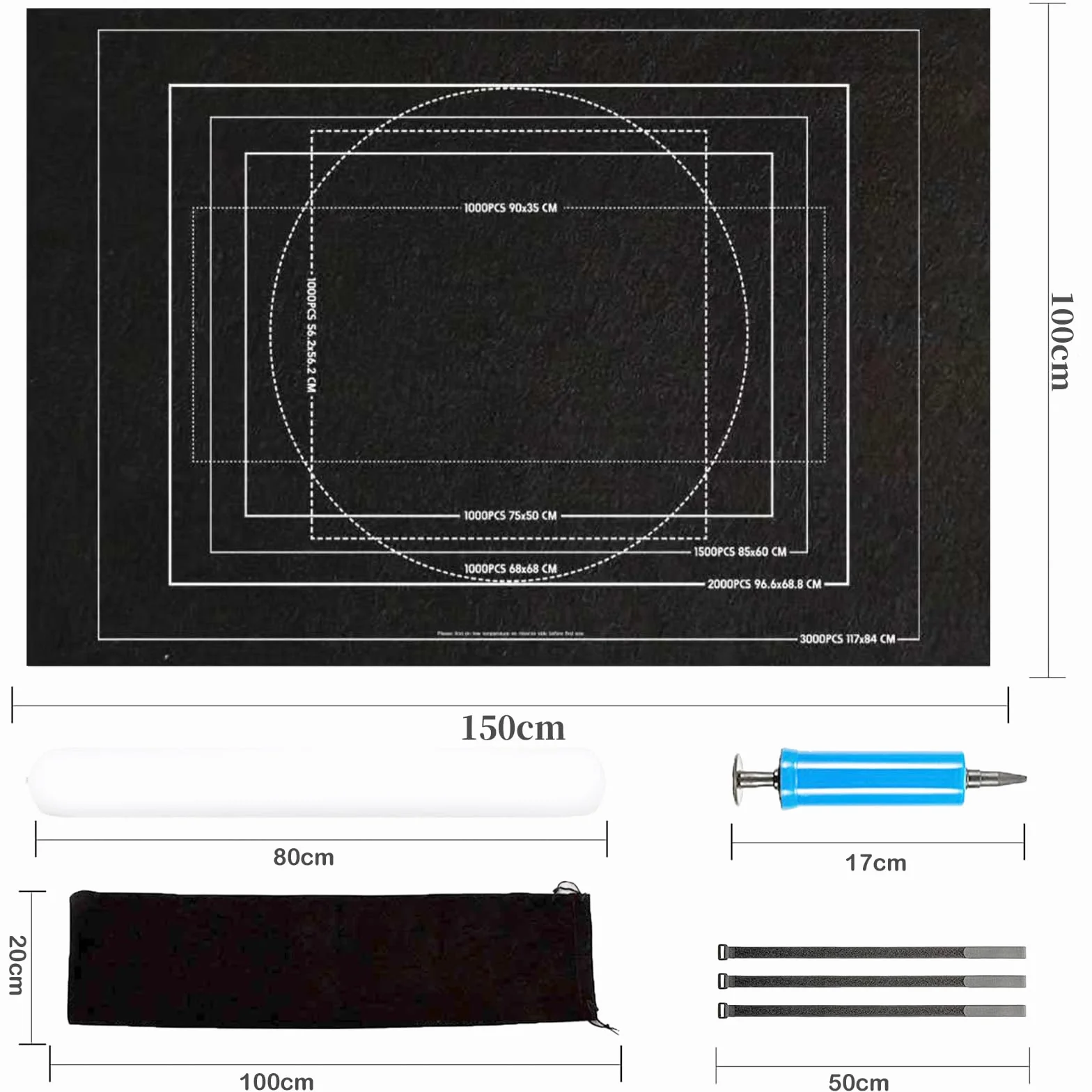 Tappeto per Puzzle 3000 Pezzi - Addensamento di 1.5mm, Tappetino per puzzle in Feltro, Portatile Rotolo di Puzzle, gonfiabile Puzzle Roll Up, Puzzle Accessori, Coperte Puzzle