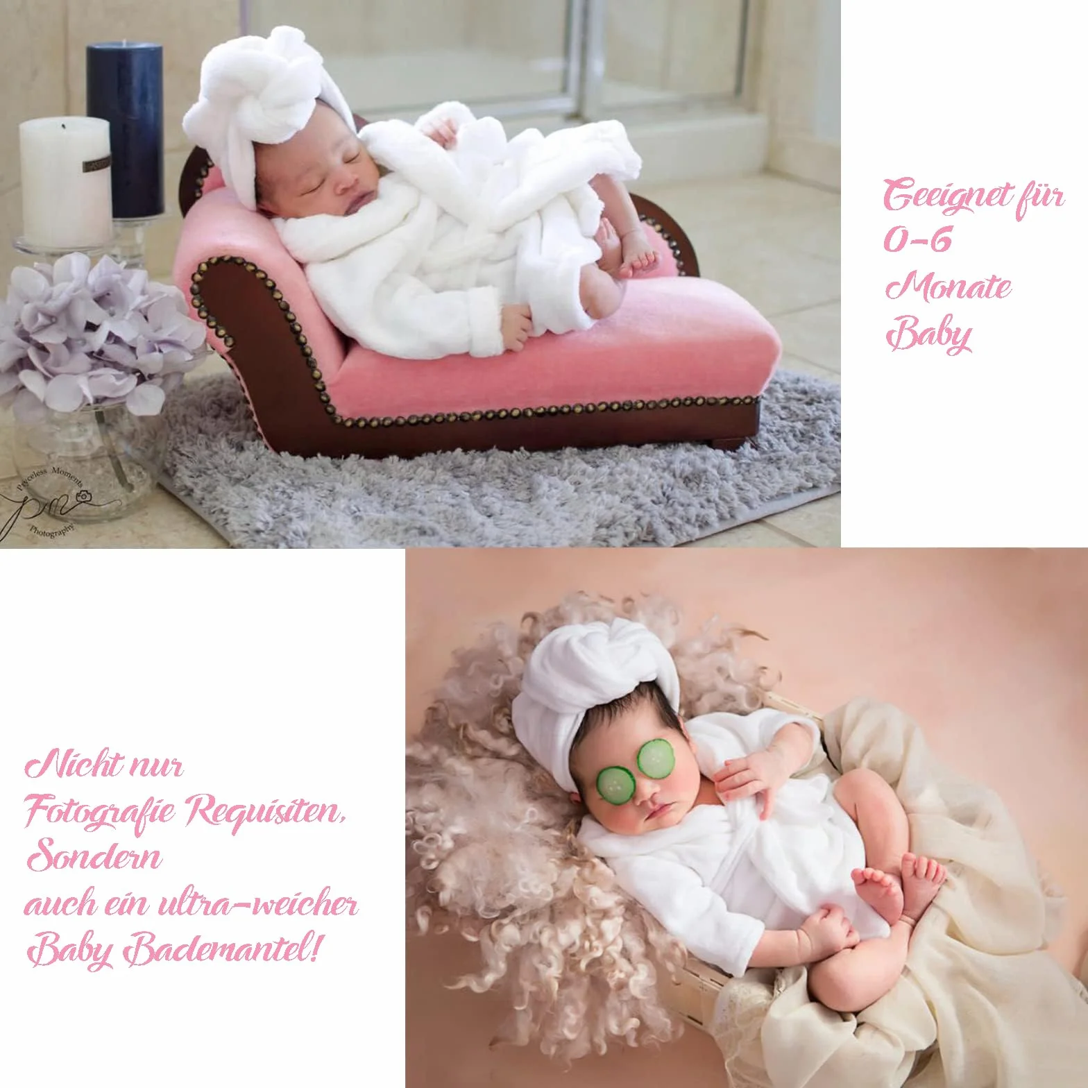 Neonato Fotografia Puntelli, Bianco Vestiti Baby Photoshoot, Costume Neonato Telo da Bagno Vestito con Pantofole e Cetriolo, Prop Outfit per 0-6 mesi (Bianco)