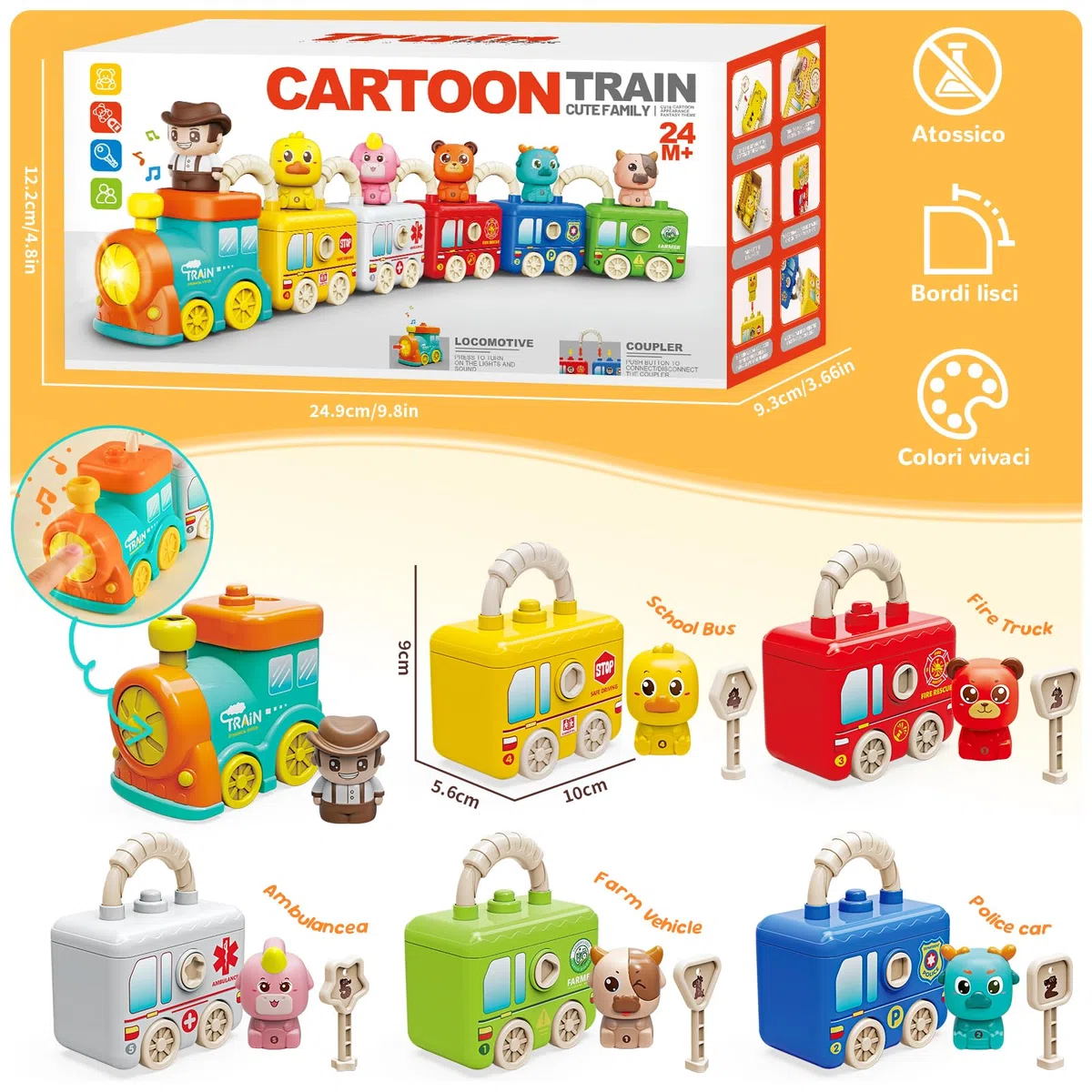 Giochi Montessori 2 Anni Treno Giocattolo Fattoria Animali Bambini,Giocattolo Educativo con Mangiafavoledi per Contare,Impilare,Abbinare e Ordinare Regalo per Bambini di 2, 3 e 4 Anni