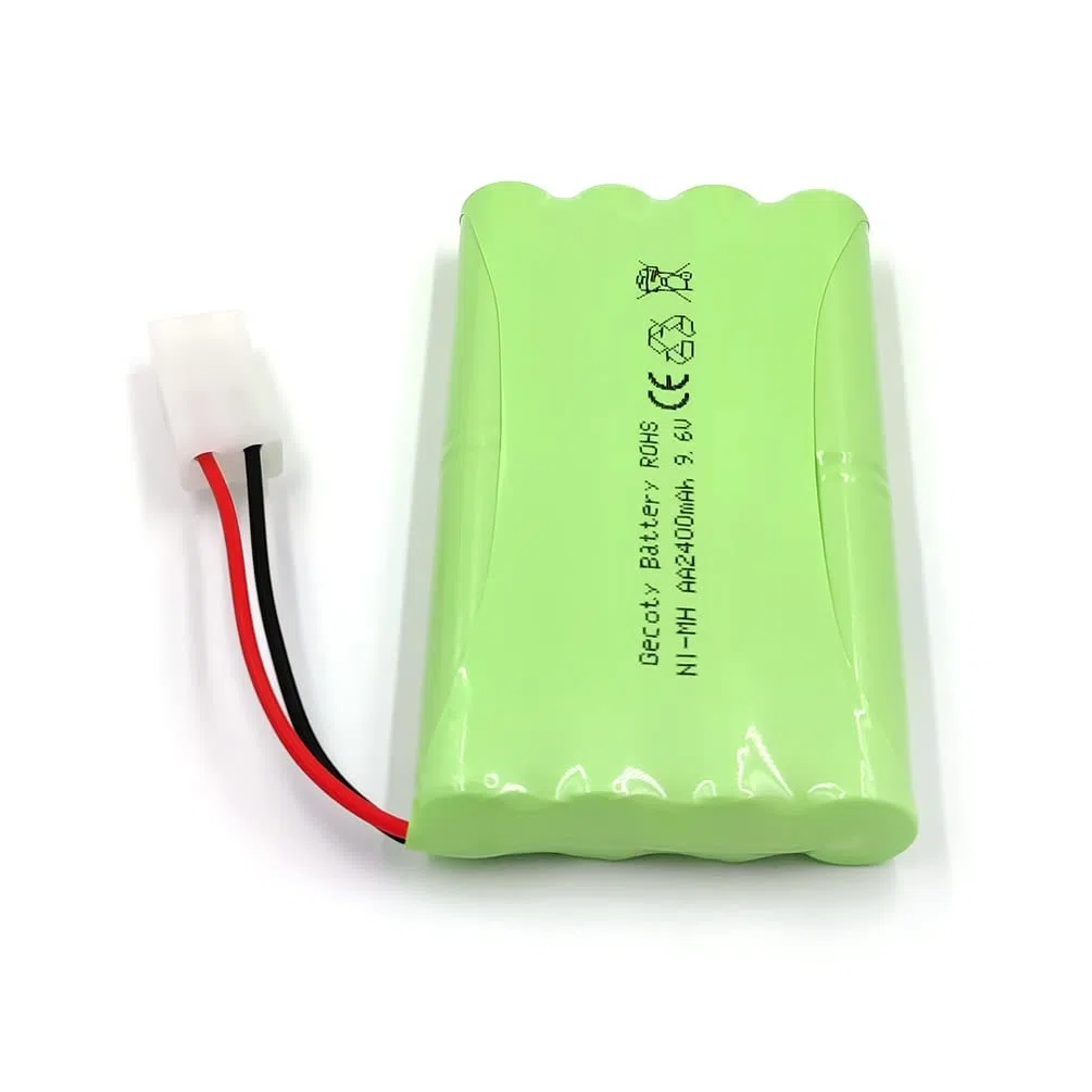 Batteria ricaricabile NiMH da 9,6 V, 2400 mAh, batteria AA con connettore KET 2P e cavo di ricarica, per camion, serbatoi e corazzate radiocomandate