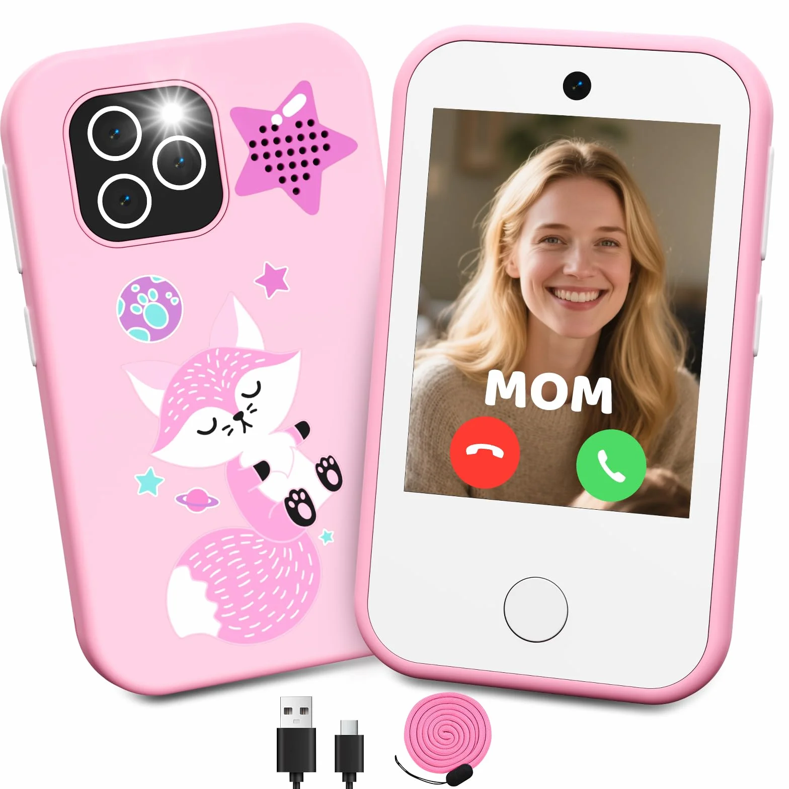 CHAKEYAKE Telefono per Bambini 4G Sbloccato, Smartphone per Bambini con Doppia Fotocamera, Schermo Touch HD 2.8", Lettore MP3, Torcia, Giochi Educativi, Regalo per Bambini e Bambine 3-12 Anni