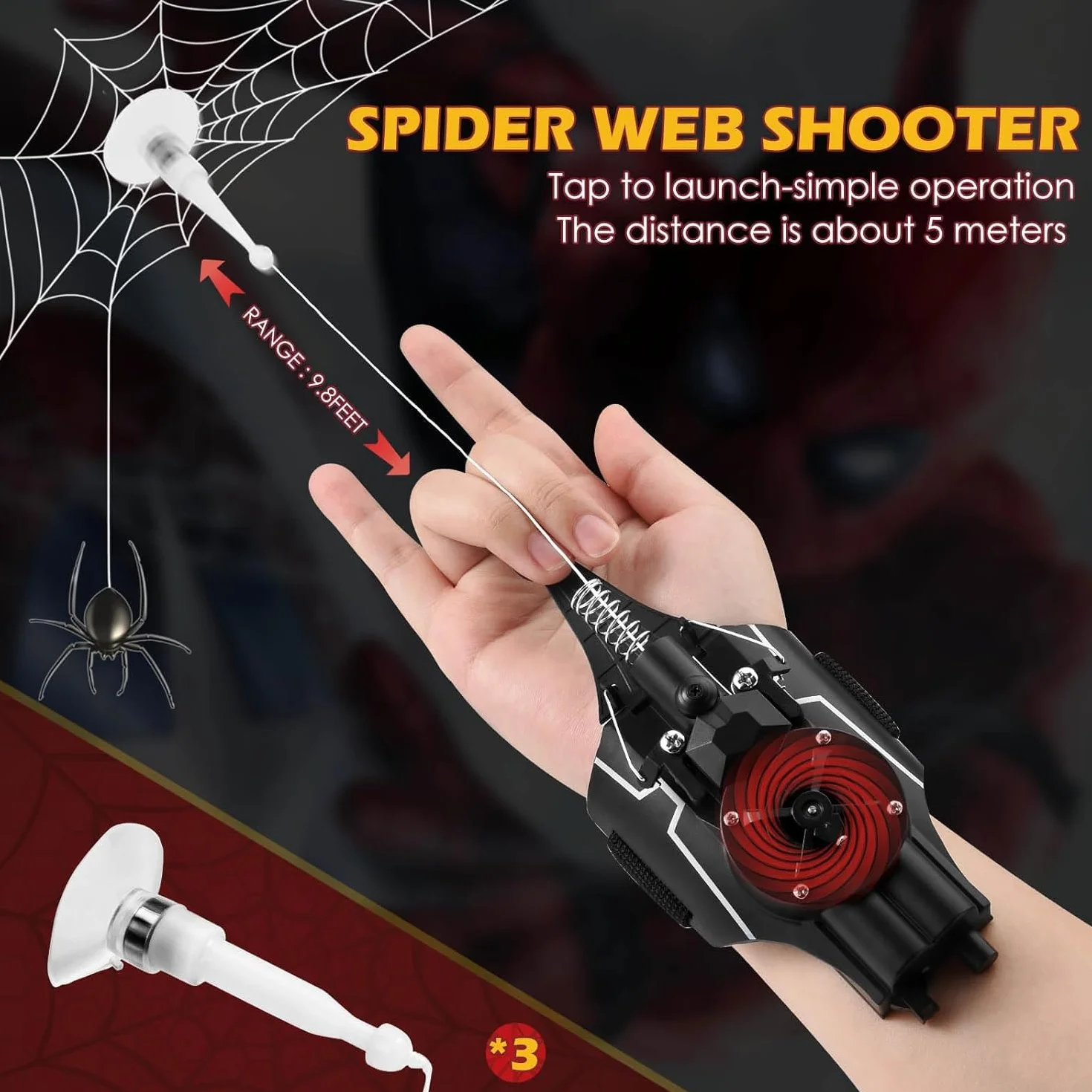 Towwoo Spider Web Shooter, Spara Ragnatele con Launcher Guanti per Bambini, Spider Web Launcher in Plastica per Cosplay