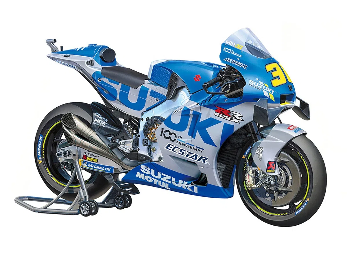 TAMIYA 14139 1:12 Team Suzuki ECSTAR GSX-RR 2020 - Replica fedele all'originale, in plastica, per fai da te, modellini, assemblaggio, non verniciato, multicolore