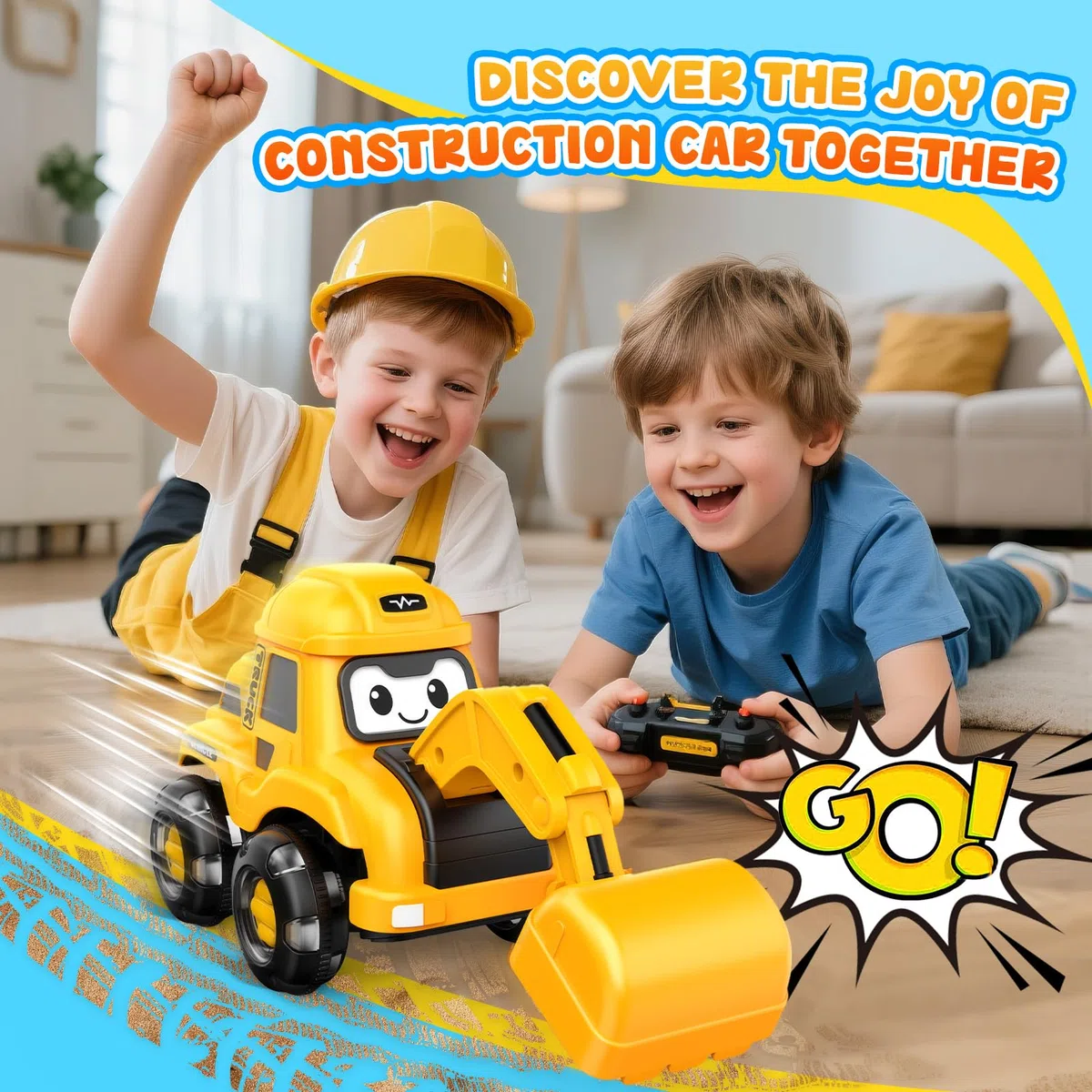 Macchina Telecomandata per Bambini, Escavatore Giocattolo con Luce LED e Suono, 2.4GHz Ruspa Telecomandata Giochi Bambini 3 4 5 Anni, Scavatore Telecomandato Regalo Bambino 3-8 Anni, Regali Natale
