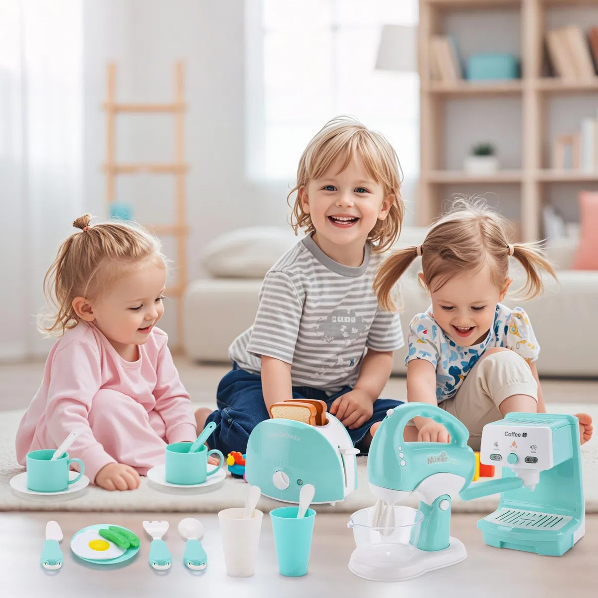 Set elettrodomestico da Cucina Bimbi,Cucina Giocattolo per Bambini con Macchina del Caffe e Accessori,Set di Elettrodomestici da Cucina Giocattolo per Bambini 3 4 5 6 Anni
