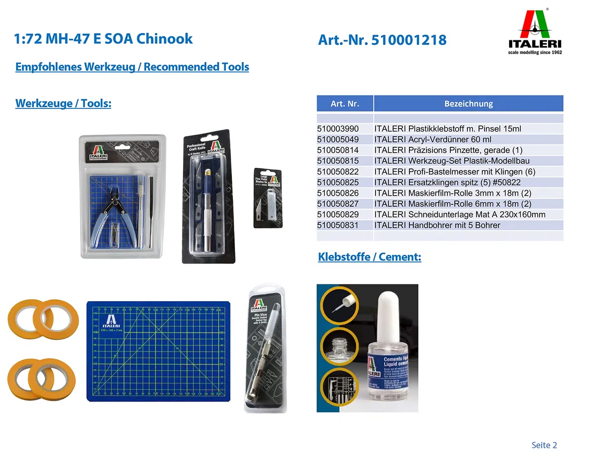 Italeri 1218 - Mh-47 E Soa Chinook Model Kit Scala 1:72