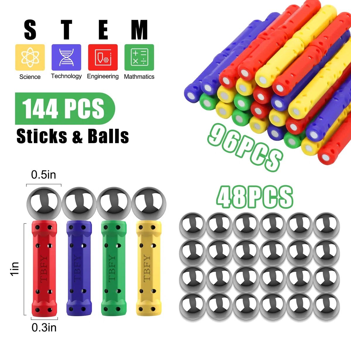 144 Pezzi Bastoncini Magnetici, Giocattoli Magnetici da Costruzione, Puzzle Blocchi Gioco Impilabile Magnete Kit Costruzione Giocattoli Educativi per Adulti & Bambini