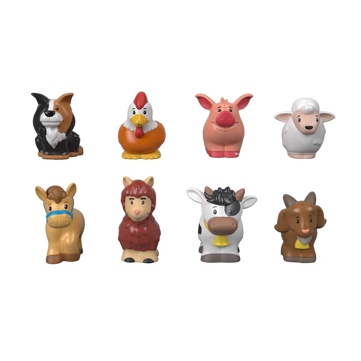Fisher-Price-Animali della Fattoria Little People, 8 Animali tra cui Lama, Gallina, Mucca, Capretta, Cavallo, Maialino, Pecora e Cagnolino, Giocattolo per Bambini 1+, GFL21