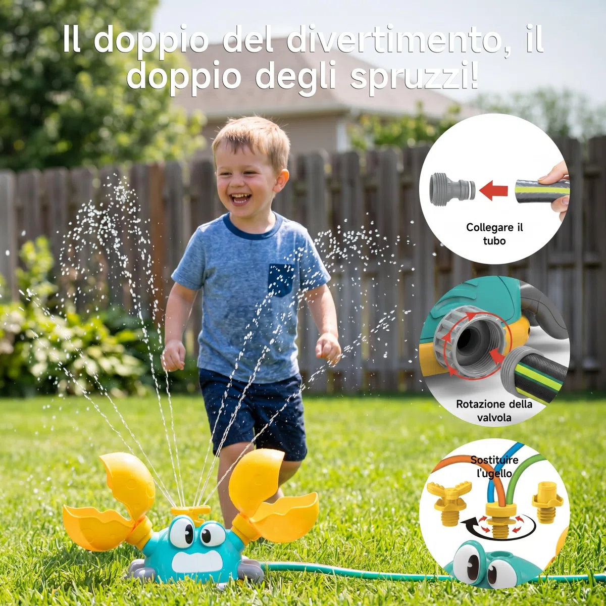 Giochi d'Acqua per Bambini con Cornhole e 3 Getti | Tre modalità di spruzzo, pinze mobili per cornhole, divertimento attivo e coordinazione