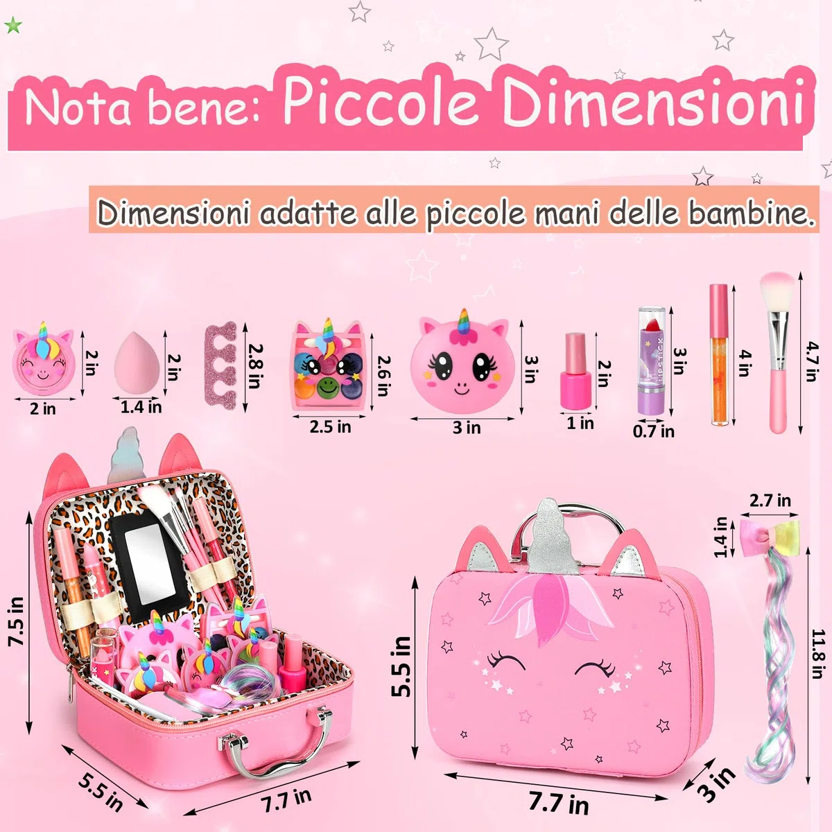 Heaning Trucchi Bambina Regalo Giocattoli - Trousse Valigetta Trucchi Giochi Halloween Natale Compleanno Giochi Bambini Regalo Bambina 3 4 5 6 7 8 9 10 11 12 Anni