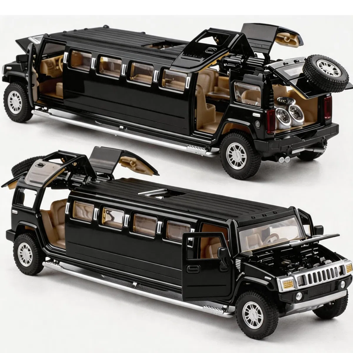 Hummer H2 Modello di auto 1/32, giocattolo di auto Diecast con suono e luce, in lega espandibile, per adulti, bambini, ragazzi e ragazze, nero