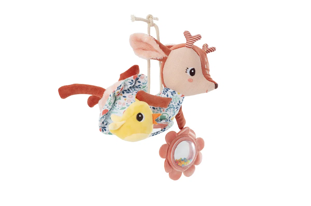 LILLIPUTIENS - Acti-Nomade Stella Il cerbiatto - Giocattolo per Bebè - Perfetto per passeggini o seggiolini Auto -Stimolazione sensoriale - Compagno di Viaggio Morbido e Divertente - dai 3 mesi-83521