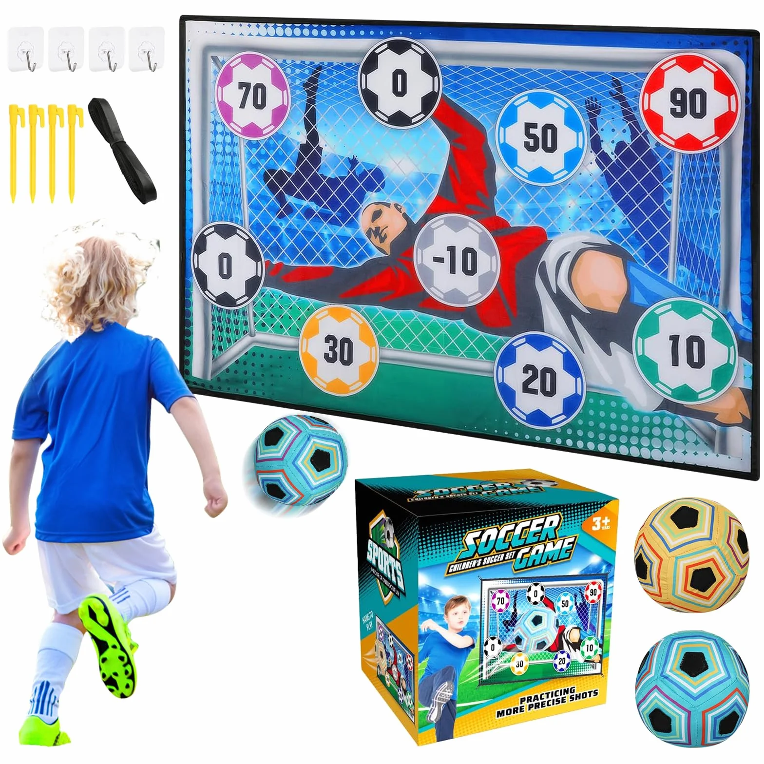 KOIROI Set da Gioco con Pallone da Calcio per Bambini di 3 4 5 6 7 8 Anni, Gioco del Lancio del Calcio Giochi da Esterno per Bambini Gioco Calcio, Regalo di Compleanno per Ragazzi e Ragazze