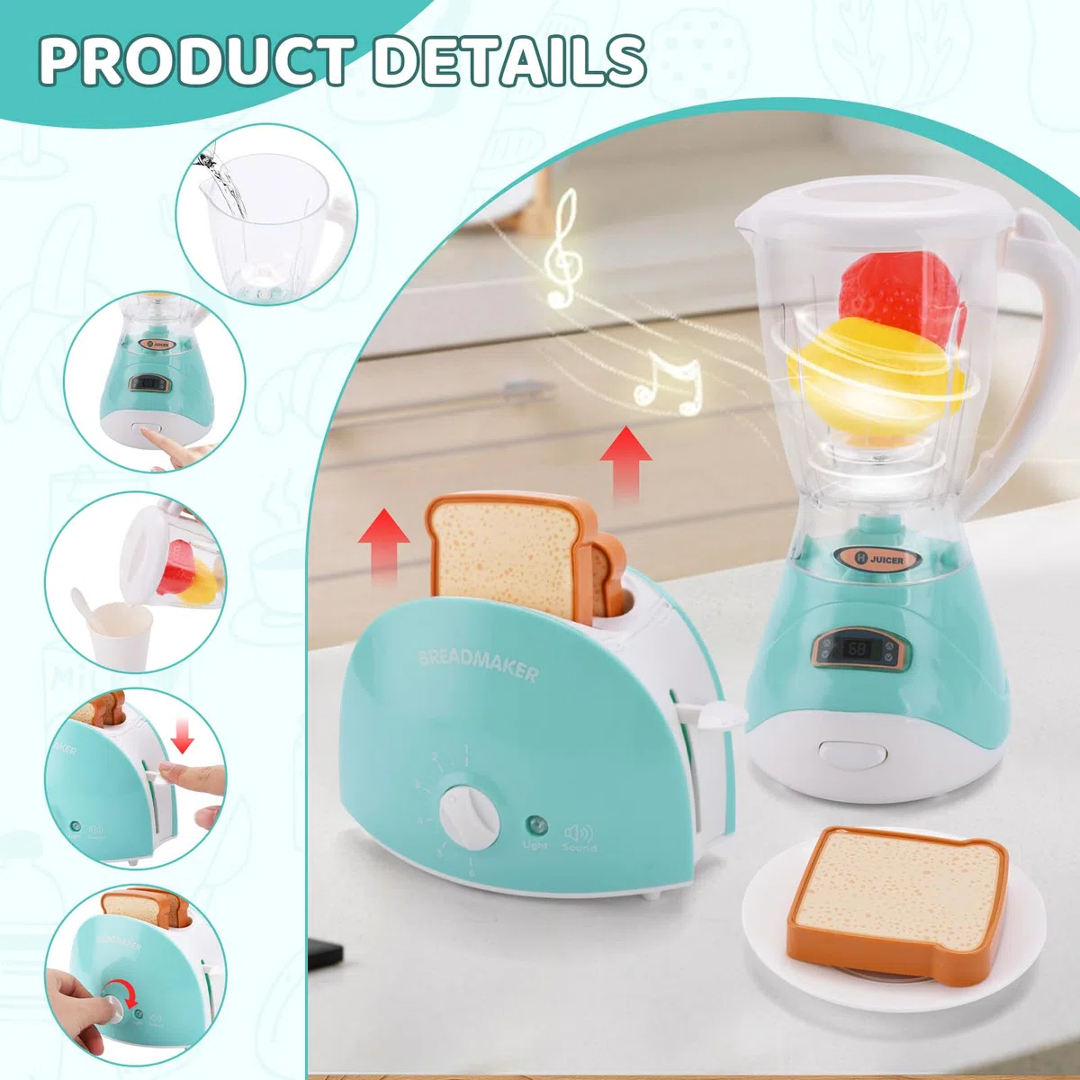 Set elettrodomestico da Cucina Bimbi,Cucina Giocattolo per Bambini con Macchina del Caffe e Accessori,Set di Elettrodomestici da Cucina Giocattolo per Bambini 3 4 5 6 Anni