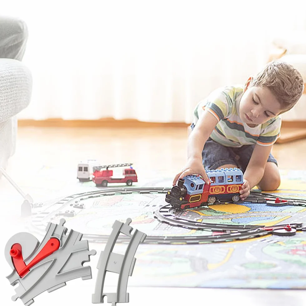 48pezzi City Binari Treno Set di Espansione Città Binari con 35 Binari Curvati, 11 Binari Diritti, 2 Binari Incrociati, City Binari Idee Regalo per Bambini