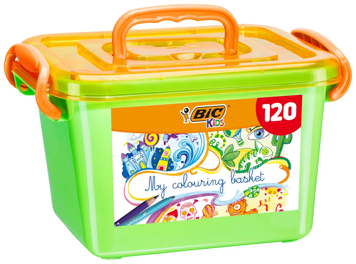 BIC Kids My Colouring Basket, Set Colori per Bambini, 60 Matite Colorate + 60 Pennarelli Colorati, 120 Unità, Idea Regalo, Cancelleria Casa e Scuola
