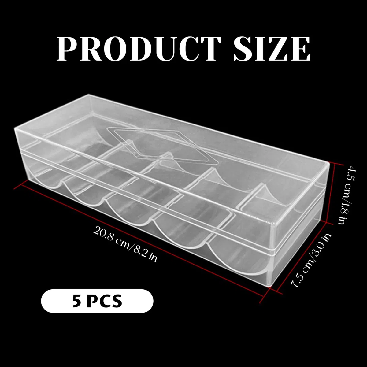 Custodia per Chip da Poker 5pcs, Vassoio di Chip di Poker in plastica Trasparente con Coperchio, vetrina di archiviazione Multiuso per Gioco D'Azzardo, Feste o casa
