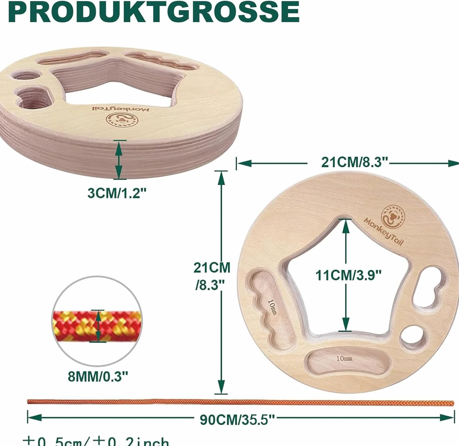MonkeyTail Hangboard - Tavola da Arrampicata per rafforzare Il Manico da Arrampicata, Realizzata in Legno, per Interni ed Esterni