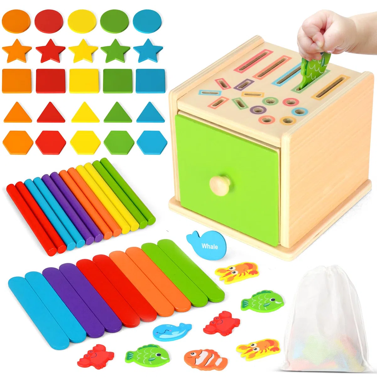 Giochi Montessori 1 Anno, Giochi Legno Montessori Bambini Gioco Ordinamento Colori e Forme, Scatola Giocattoli Montessori 1 2 3 Anni, Giochi Educativi Sensoriale Bambini, Regalo per Bambina