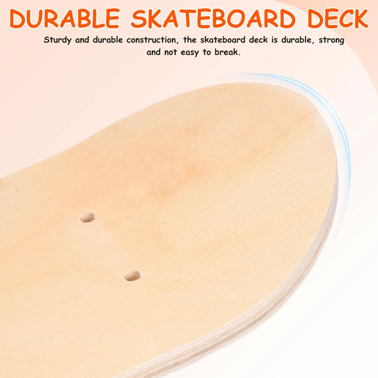 Toyvian Tavola da skateboard vuota in legno d'acero, 42 cm, per bambini, fai da te, con fori preforati, per graffiti personalizzati e facile installazione della ruota