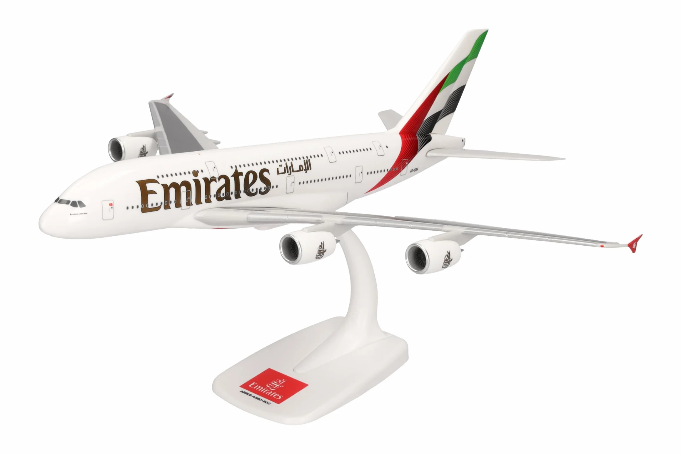 Herpa modello di aereo Emirates Airbus A380, in scala 1:250 - Snap-Fit, pezzo da collezione, miniatura deco, statuetta con supporto in plastica