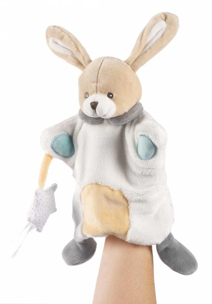 Chicco Coniglietto Doudou, piccola marionetta a forma di coniglietto, tenero peluche, tessuto morbido, Beige