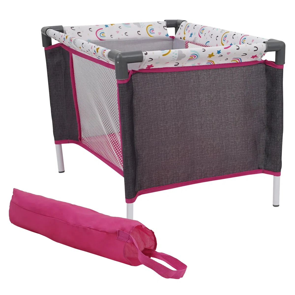 509 Crew 21 Piece Doll Stroll n Play & Care Combo Set, Stroller, Playard, High Chair Set, Carry Cot, Diaper Bag, Feeding and Grooming Accessories, Ages 3+
