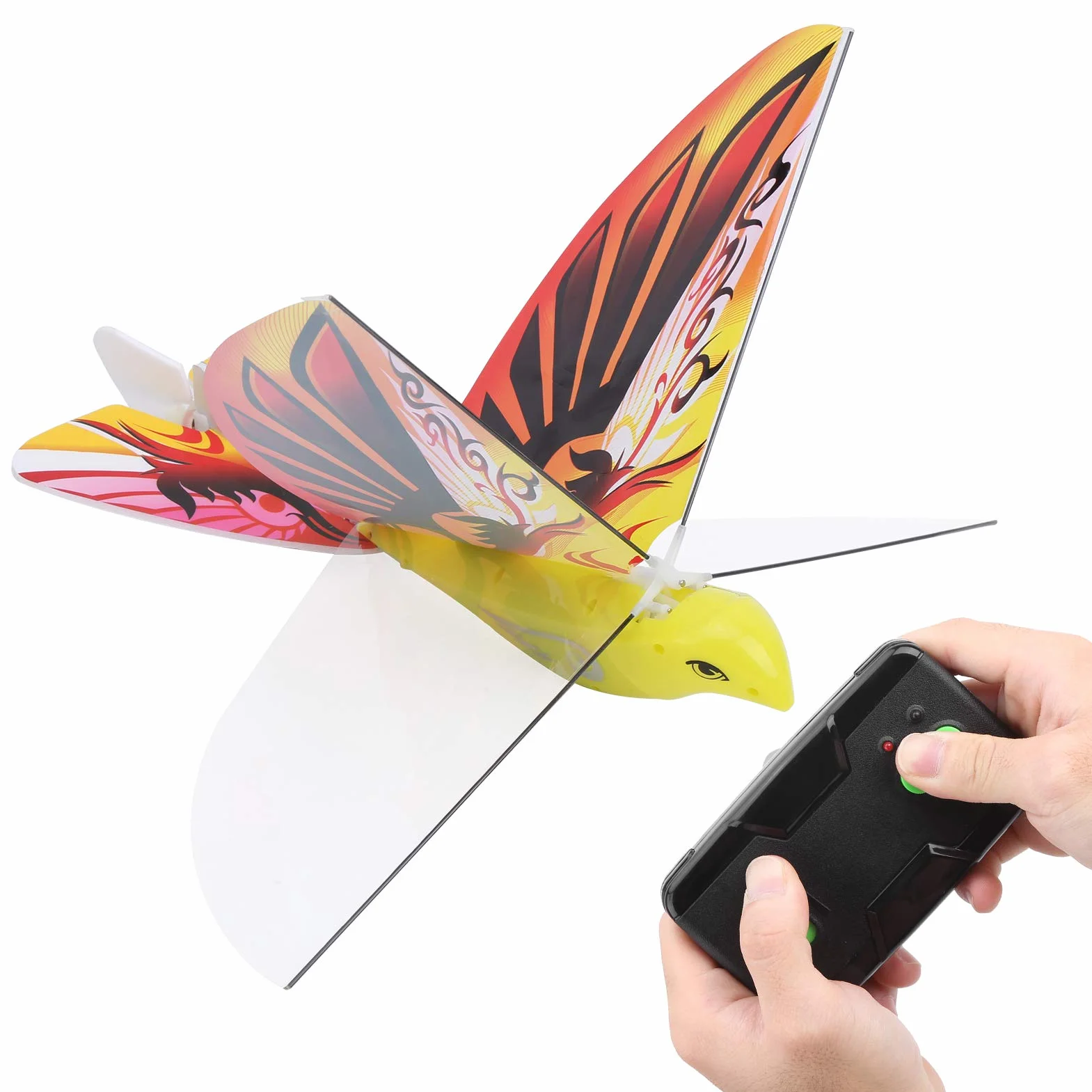 Airshi E-Bird Giocattolo Volante, Giocattoli RC Giocattolo Divertente Uccello Volante RC 2 Telecomando 4ghz 21 X 27 Cm / 8,3 X 10,6 Pollici Materiale EPP per Interni Esterni
