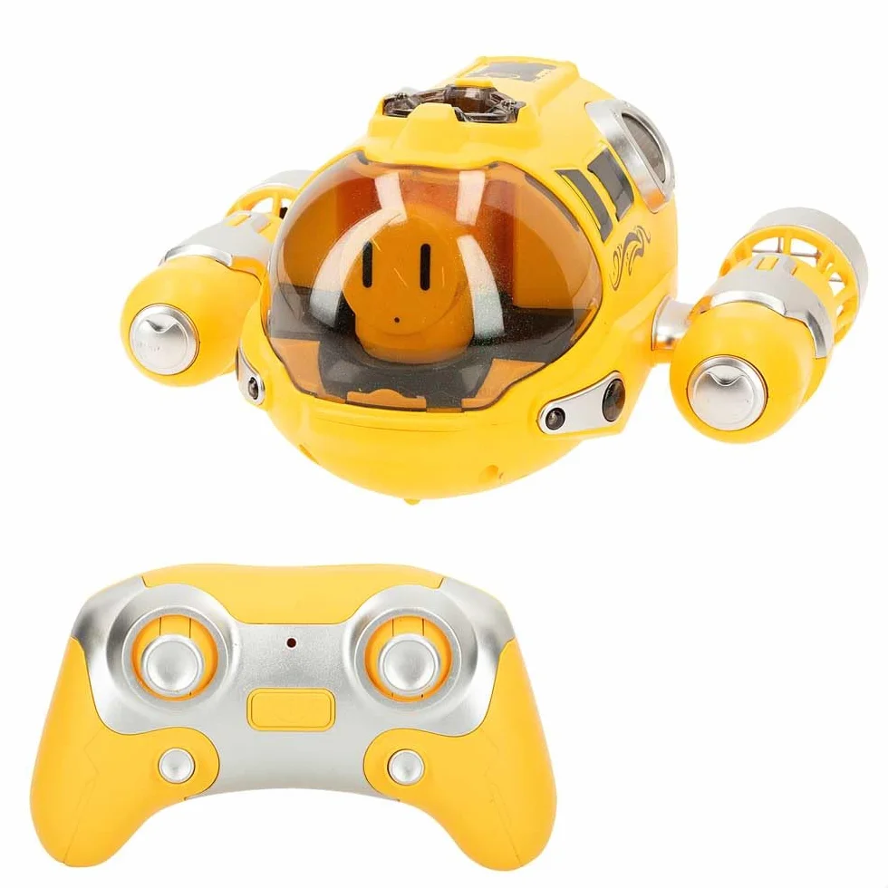 ColorBaby Subacqueo radiocomandato, 5 km/h, 25 m, rotazione a 360 gradi, con luci e spray acqua, 2,4 GHz, telecomando sommergibile, regalo per bambini, giocattoli acquatici, barca giocattolo piscina